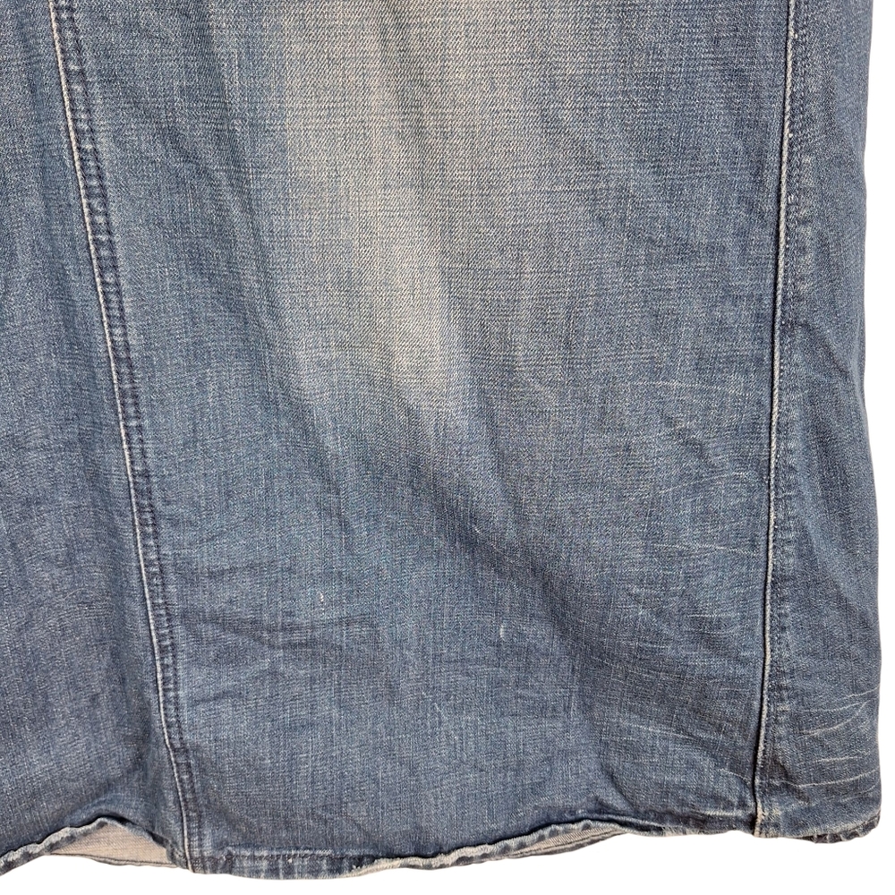 Vintage Orange Label Levis Medium Blue Wash Distressed Denim Maxi Skirt 7 - Picture 3 of 11